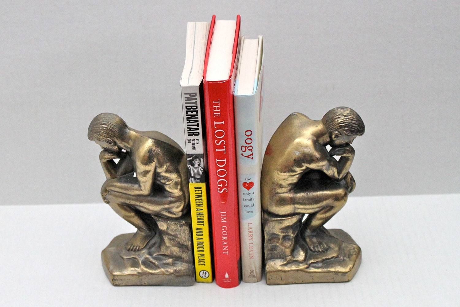 vintage 1928 Rodin The Thinker metal bookends by MilnerMercantile