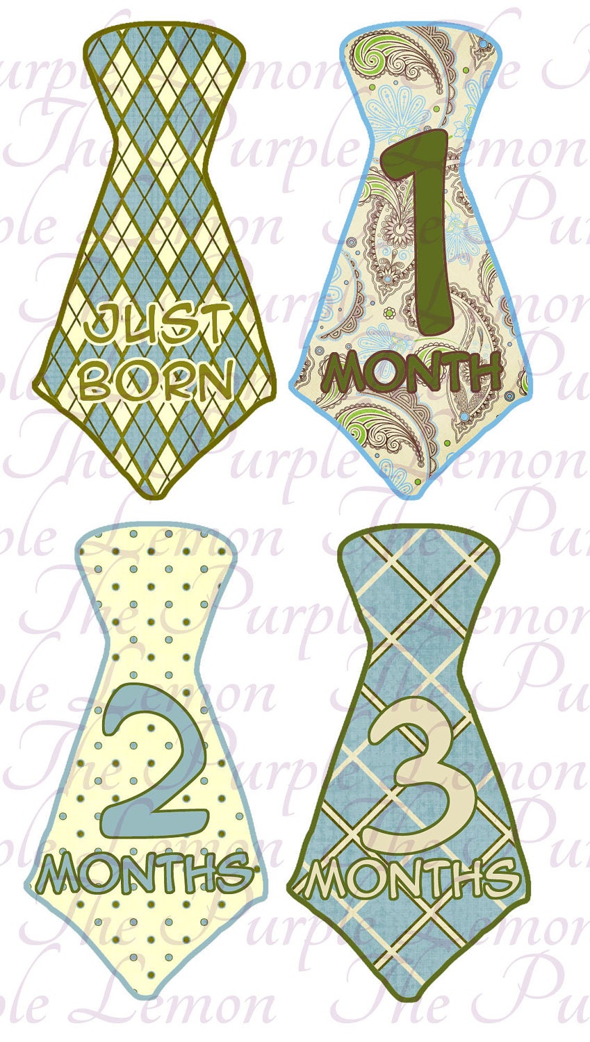 Baby Boy Necktie Monthly Sticker Set - Baby Shower Gift