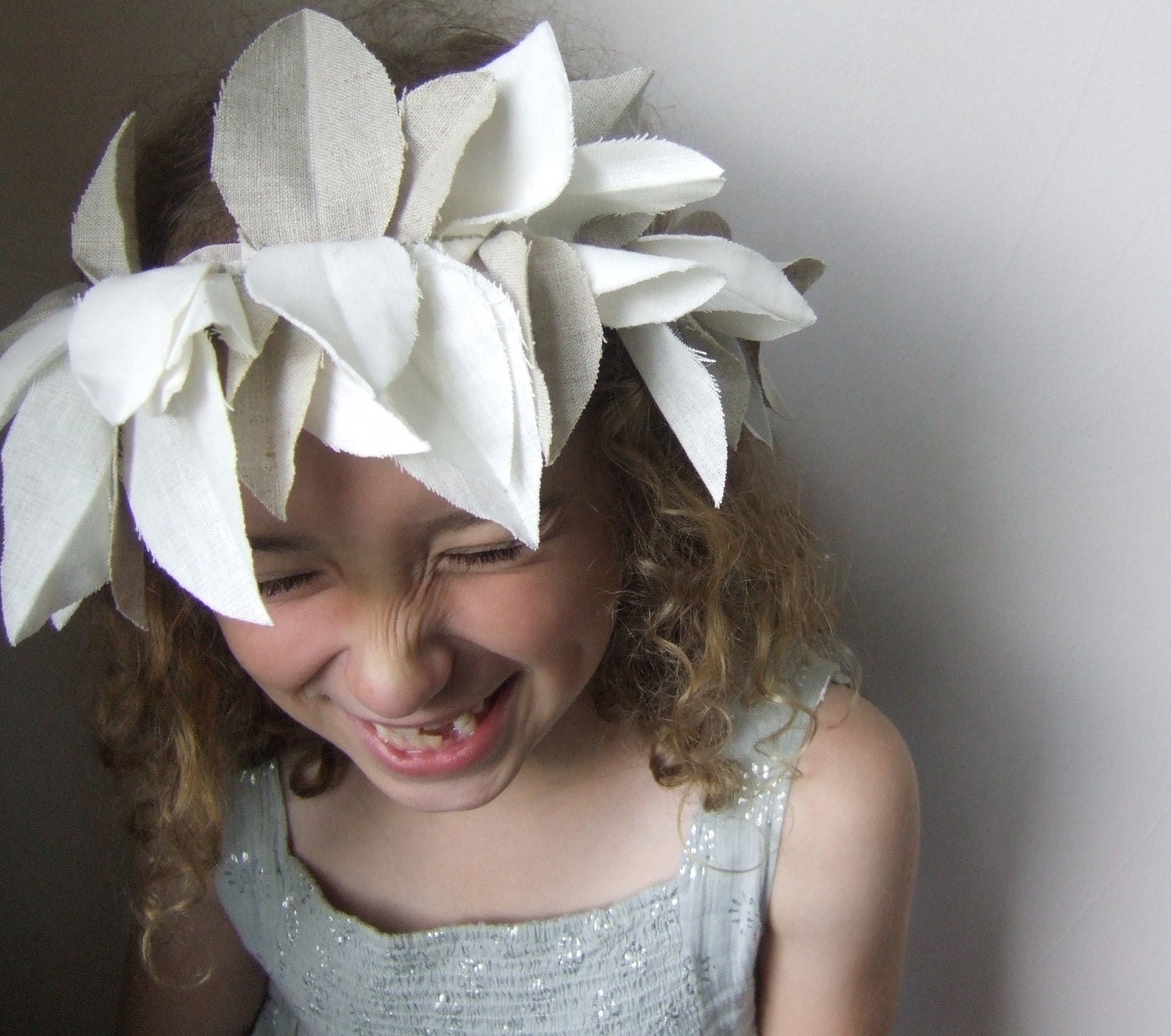 winter whites woodland costume headdress // linen and velveteen