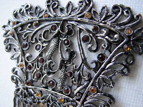Rhinestone Hair Comb Spanish Style Art Nouveau