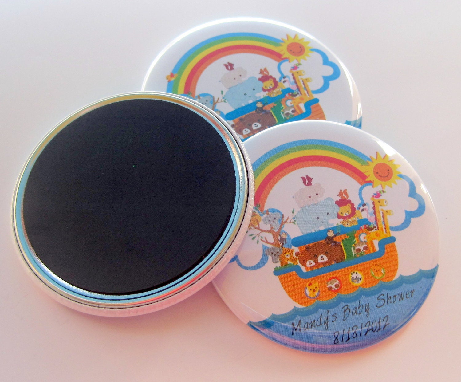 Noah's Ark Baby Shower Favors - Personalized 2.25 Inch Button Magnets - 30 Magnets