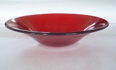BOWL - Brilliant Cherry Red Large Fused Glass Bowl