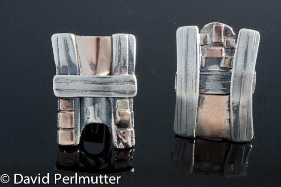Cufflinks - Inspired by the Old City of Jerusalem. Sterling Silver And Gold - Handmade From Israel