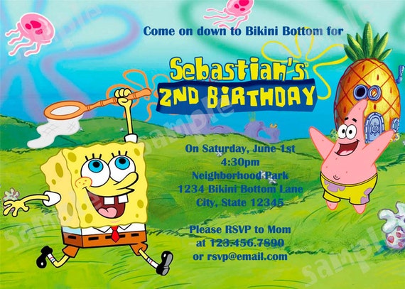 Spongebob Bikini Bottom Birthday Invitation Diy By Modpoddesigns