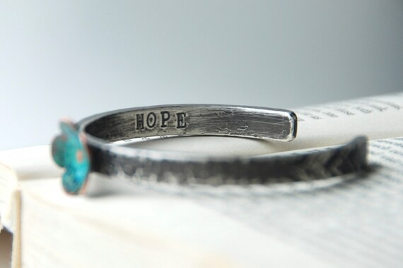 Forget Me Not Flower Bracelet Sterling Silver Cuff With Copper Forget Me Not Flower