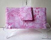 On sale Pretty in pink handmade women wallet love, hugs, laugh and hope, vegan