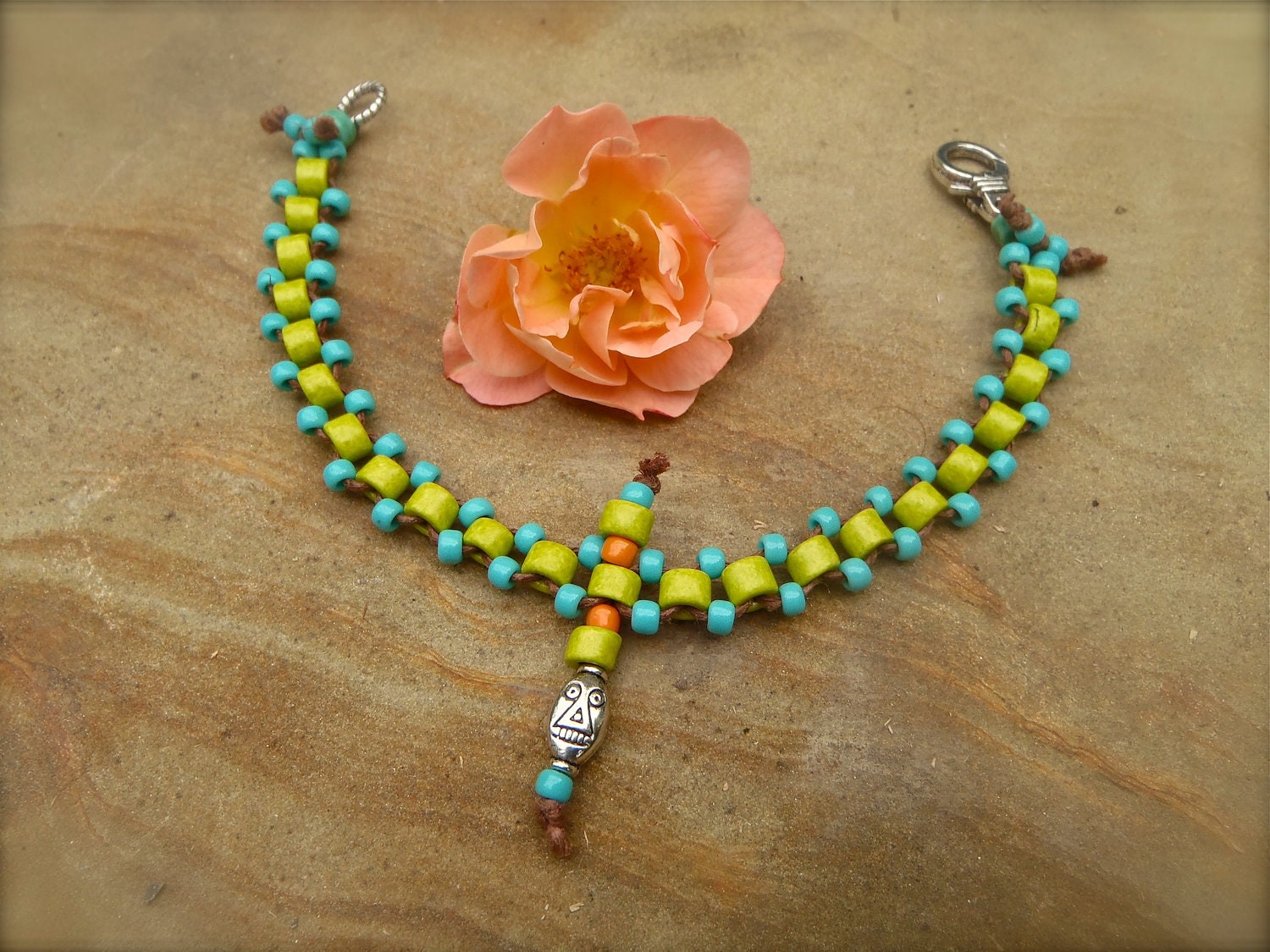 HIPPIE Key Lime ANKLET beaded ankle bracelet Western Native BOHO jewelry stackable anklets/bracelets barefoot sandals slave anklets