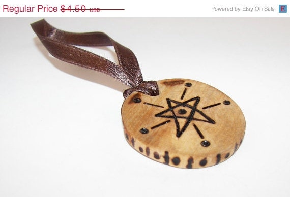 25% Off SALE Rustic Hand Cut And Wood Burned Christmas Tree Holiday Ornament Hang Star Cherry Wood