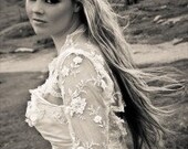Bridal Lace shrug bolero - beaded vintage style lace sleeve shrug