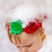 SHORT SLEEVE Christmas white red and green striped and polka dot present onesie ruffle bloomers diaper cover w/matching shabby chiffon