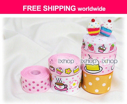 12 Yards Plus  Resin High Tea Donut Grosgrain Ribbon MIX ..... 7100/23 7900 60850 ..... FREE SHIPPING Worldwide