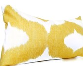CUSTOM Mustard Yellow Long Bolster Pillow Cover, Decorative Pillow Covers, Yellow Ikat Cushion Cover, Large Yellow, Saffron, Spring Colors - CityGirlsDecor
