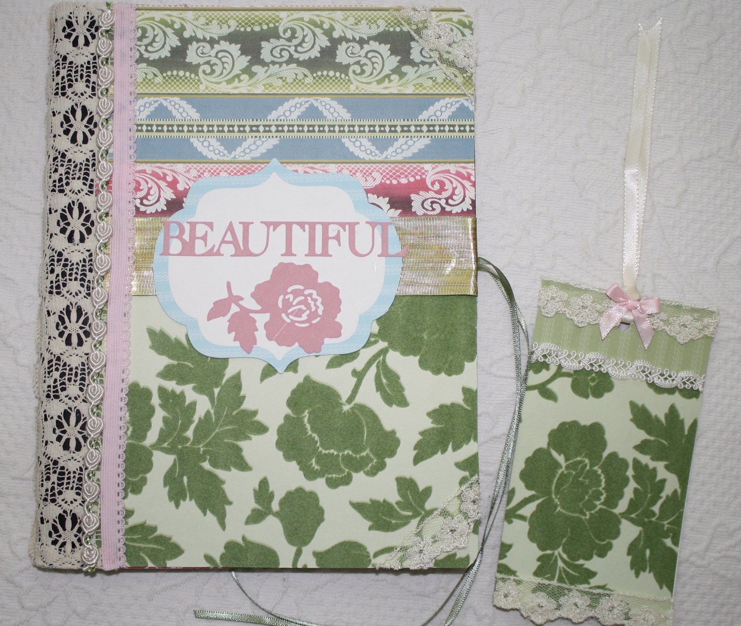 Beautiful Floral Hand Embellished Journal Notebook Gift by My Cozy Cottage Designs