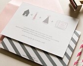 Pink and Grey House Warming  Invitations - Set of 25