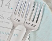 I DO, ME TOO - Vintage Wedding Cake Forks Personalized with Your Wedding Date by jessicaNdesigns on Etsy