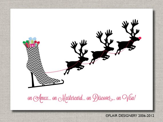 Holiday Greeting Card - As Seen in PEOPLE STYLE WATCH - Set of 12 - Fancy Boot by Flair Designery Il_570xn