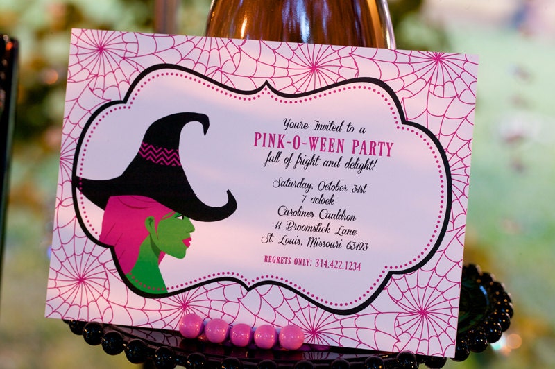 Printable Halloween Party Invite - Real Witches Wear Pink - PINK-O-WEEN by Flair Designery as seen on Hostess with the Mostess Il_570xn