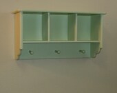 Light Sage Green Wall Shelf with Pegs