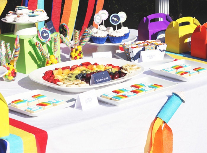 Printable Rainbows and Rocketships Party Set Listing Il_570xn