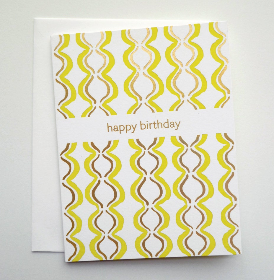 Birthday Card - Gold Foil & Citron Letterpress