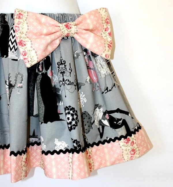 Full Ruffled Gathered Skirt, The Ghastlies, Victorian, Large Detachable Bow