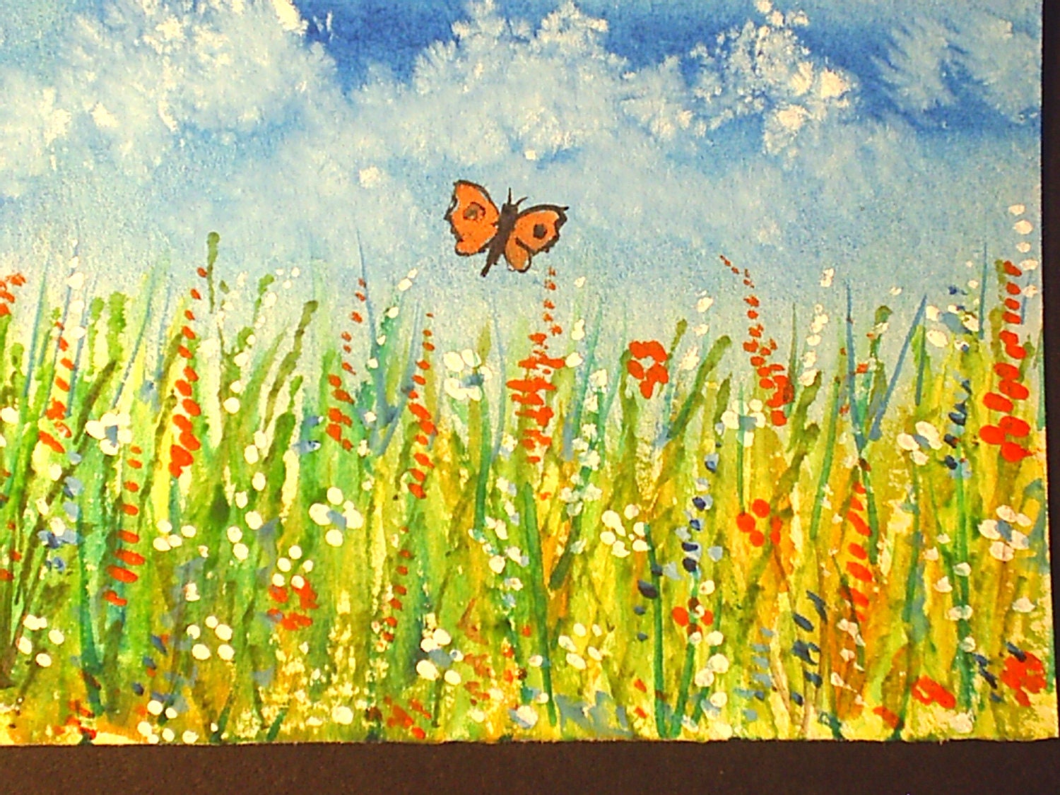 aceo original butterfly garden
