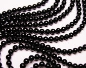 Black Onyx - 8 mm round beads -1 full strand - 48 beads - AA quality
