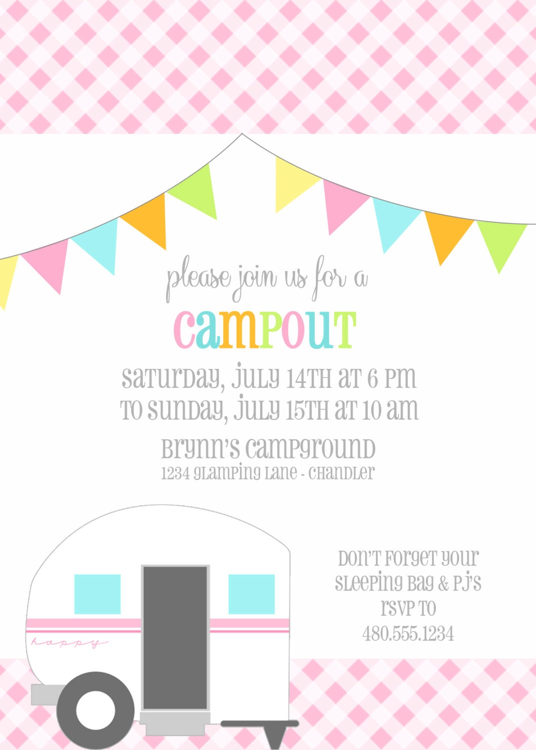 Printable Party Invitation - Glamping Birthday Party Invitation or Baby Shower - Fresh Chick Designs Il_170x135
