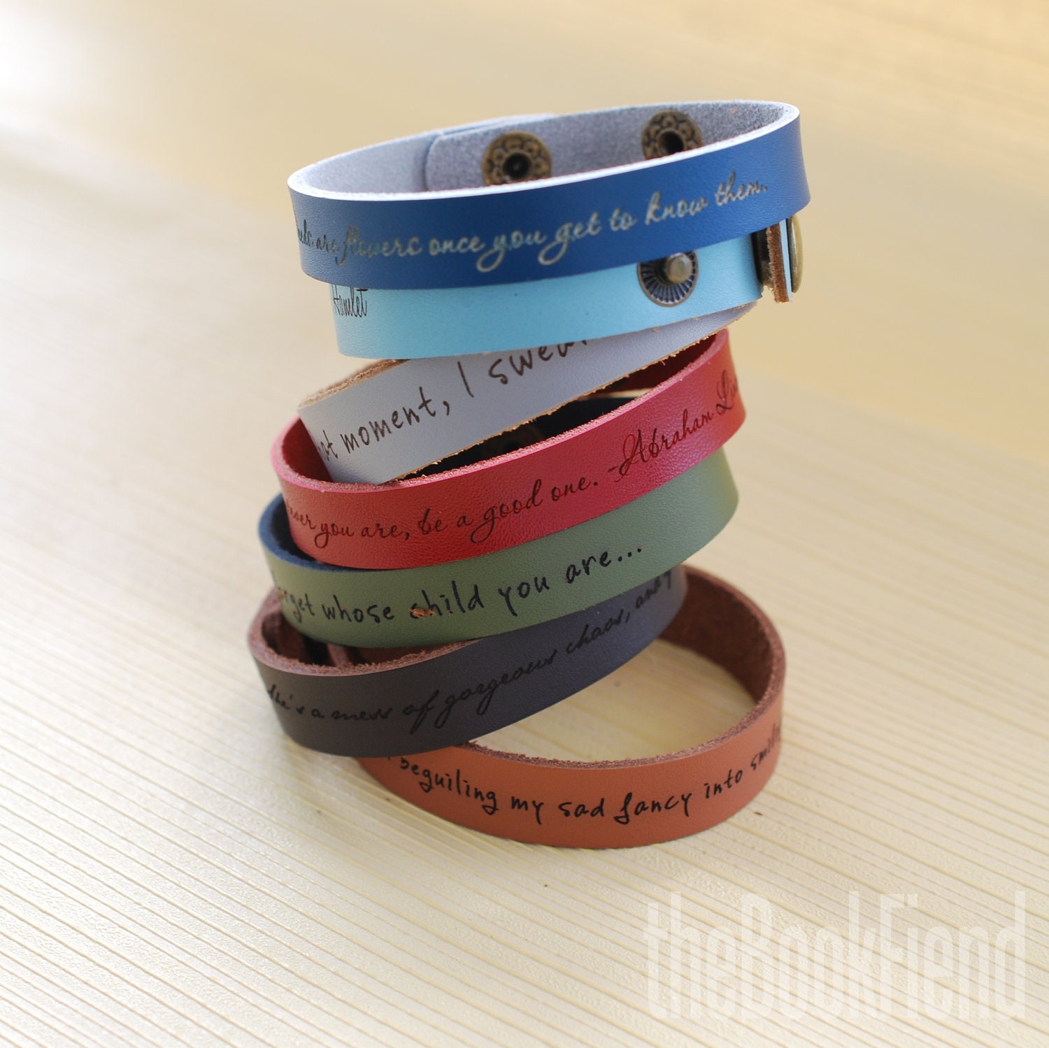 Your favorite quote --- custom engraved 1/2" leather bracelet
