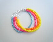 Set of 4 Bright Neon Swarovski Pearl Bracelets