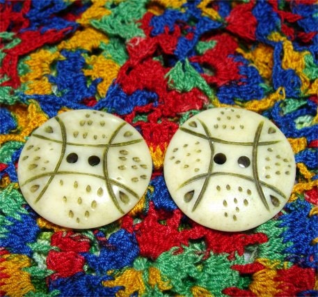 Pair of CARVED Antique BONE Buttons I Have a total of 6 Available