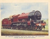 Nursery decor Red STEAM TRAIN print 1940s vintage Train, Royal Scot Locomotive, train decor, boy bedroom