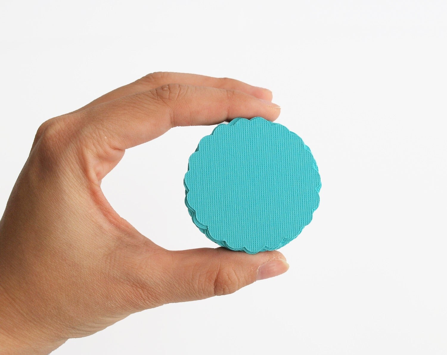 50 Turquoise scalloped circles (2 inches) Textured Cardstock Die Cut A161 Il_570xn
