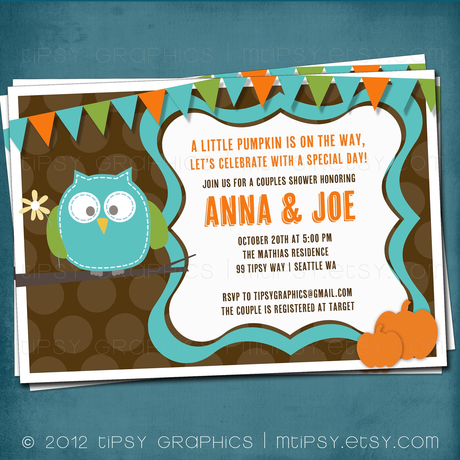 Pumpkin on the Way. Owl Baby Shower Invite by Tipsy Graphics Il_570xn