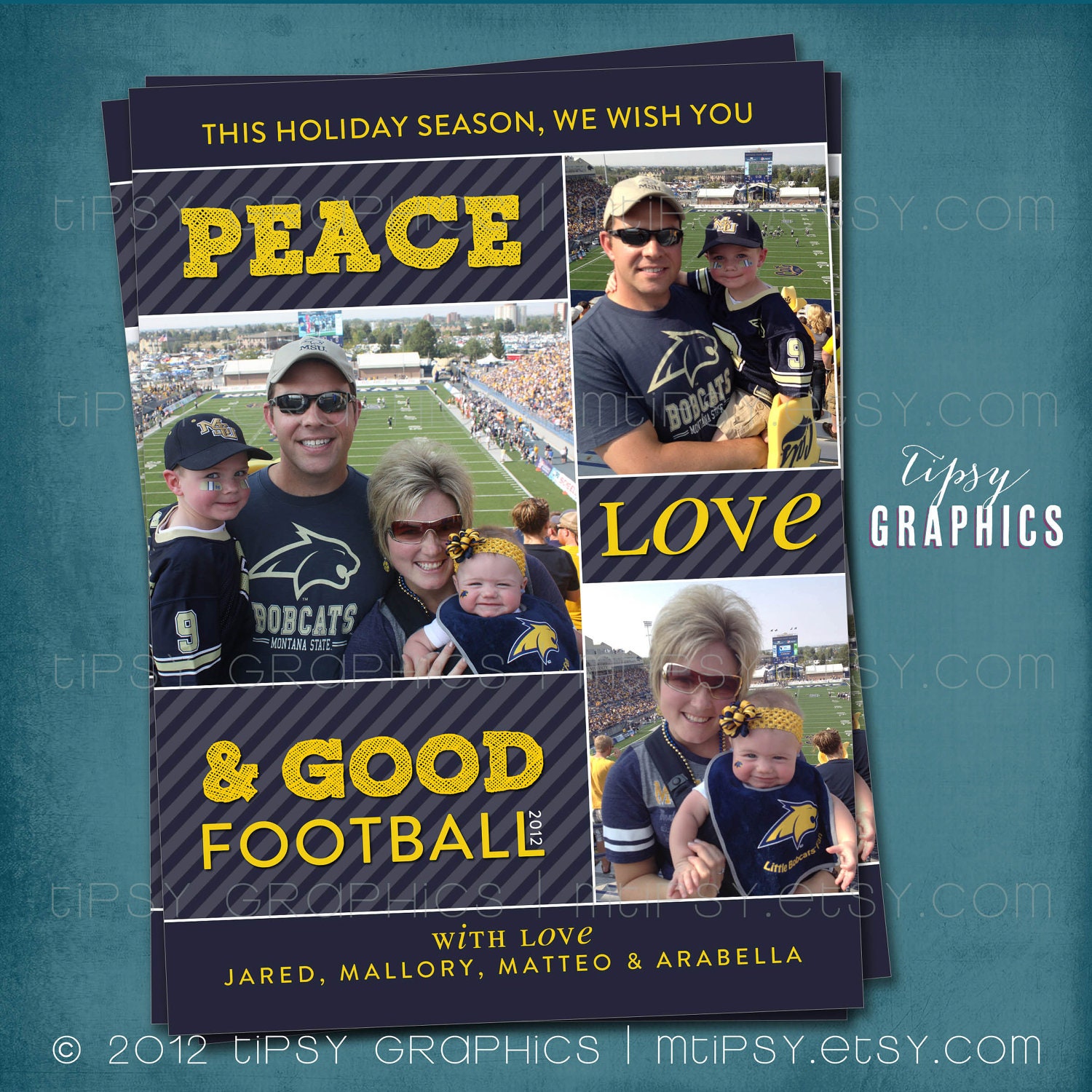 Wishing You Peace Love & Good FOOTBALL. Fun Photo Collage for the Football Lovers. Any team and text by Tipsy Graphics Il_570xn