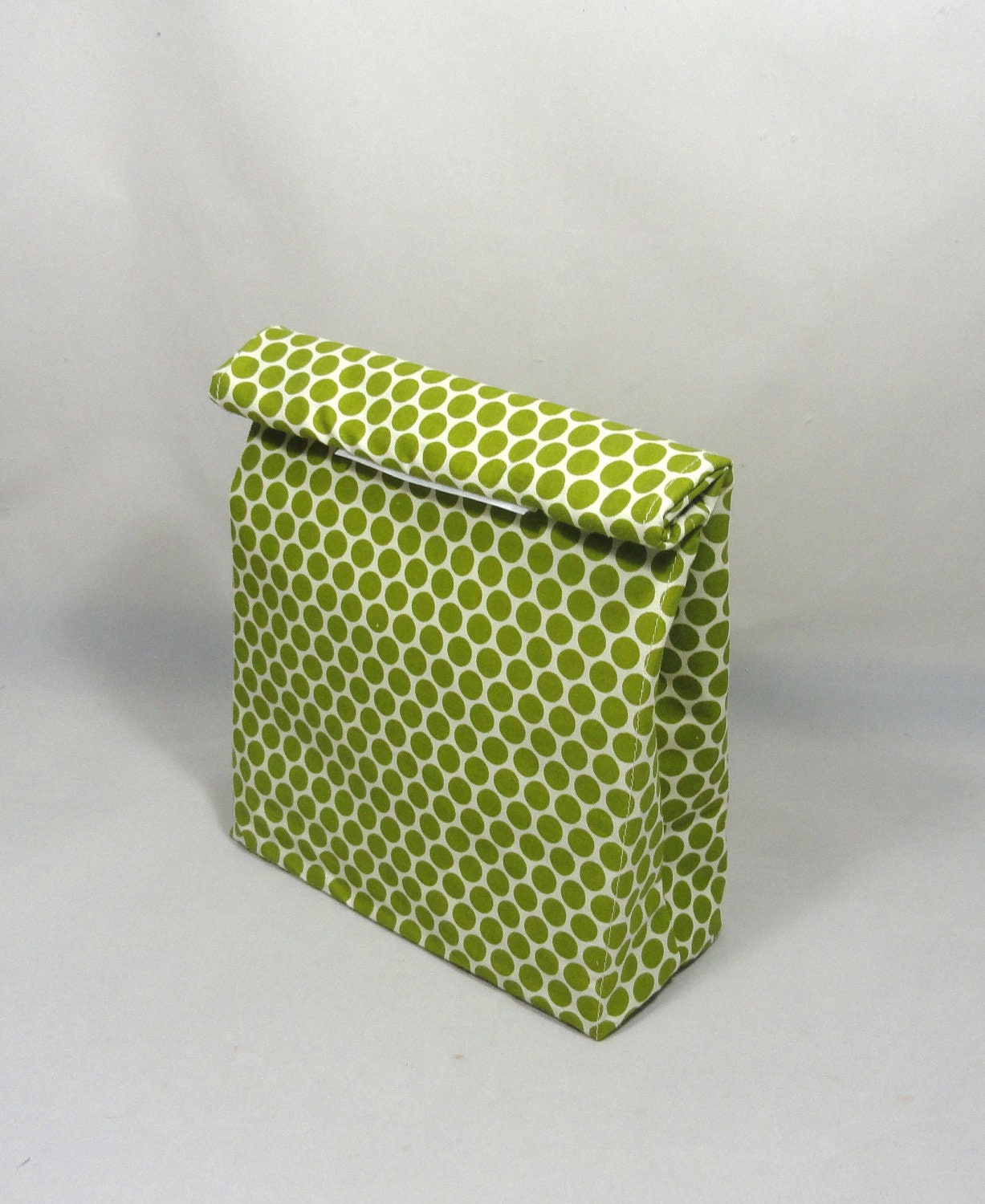 Lunch Bag . Reusable Lunch Sack . Green Dots