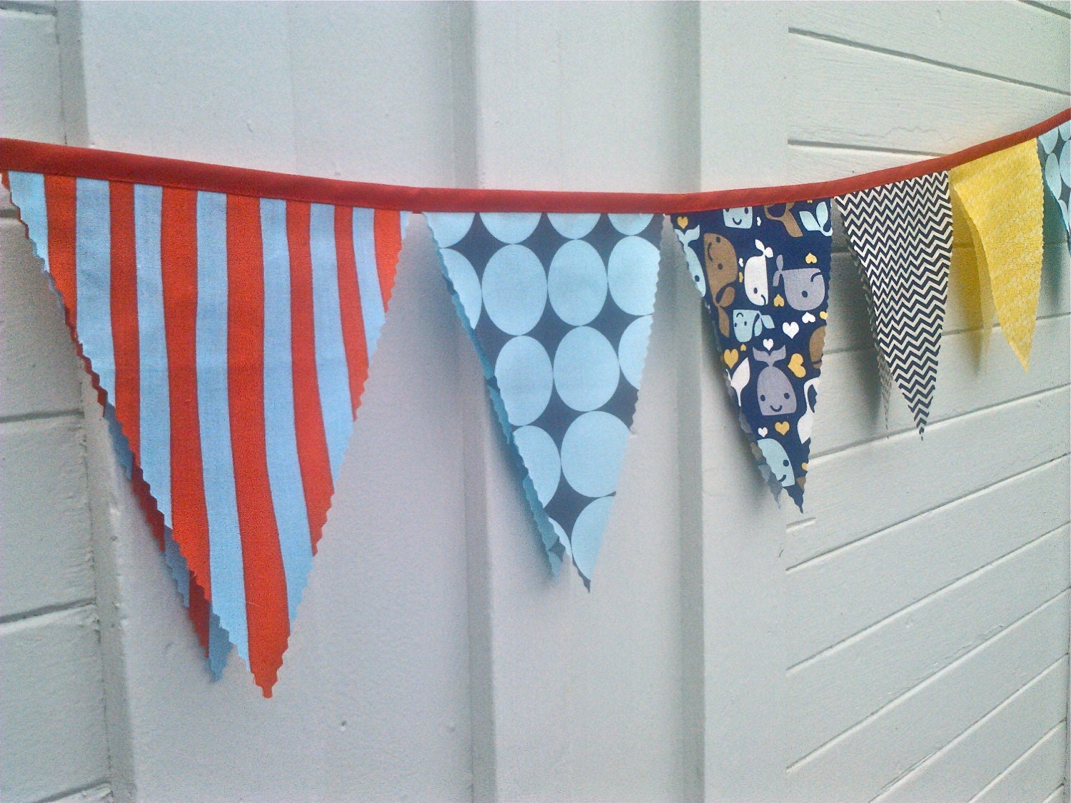 Reserve for Lisa -Nautical Bunting Flags Stripes, Whales, Grey Chevron, Kids Room or Party Decoration
