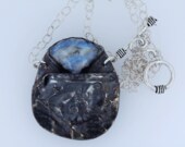 Rainbow Moonstone Art Pendant in Sterling Silver