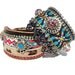 Bohemian hippie cuff bracelet- friendship bracelet - tribal gypsy style - jewel tones and hair on hide leopard leather