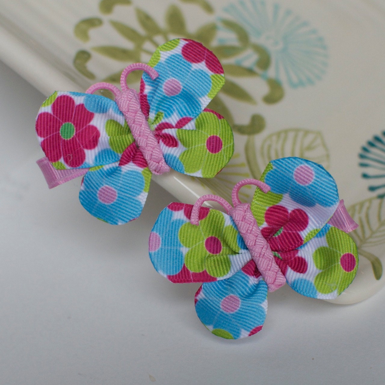 Bright Flowers and Ice Cream Sweetie Butterfly Bows