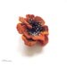 Grey - orange FLOWER handfelted wool brooch - Ready to Ship Now - Gift under 25 USD
