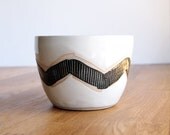 Small Black and White Zig Zag Ceramic Bowl Planter