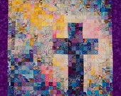 Christian Cross Quilt - Watercolor Art Quilt - SusieBDesigns