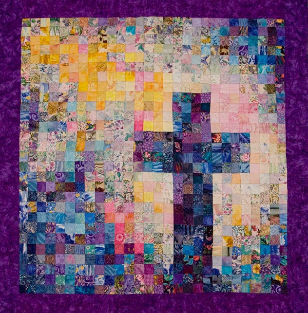 Christian Cross Quilt - Watercolor Art Quilt - Peacock Colors