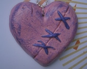 Pastel Pink and Purple Horror Heart Necklace