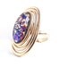 Vintage Cocktail Ring - Retro Adjustable Gold Tone Colorful Glass Cabochon Ring/ Confetti