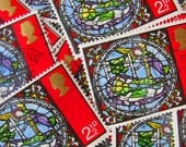 Dream of the Kings 50 Vintage British 1970s Season's Greetings Stained Glass Postage Stamps Christmas XMas God Jesus Holiday Philately