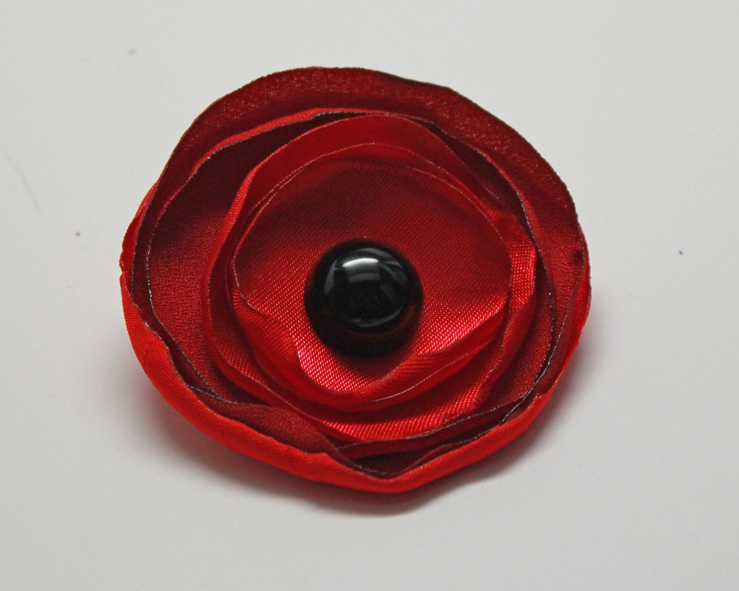 Red and black mad men hair flower / fascinator / brooch / necklace
