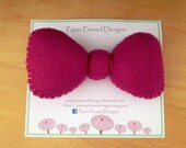 Fuchsia Felt Plush Bow Hairclip - Ready to Ship