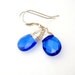 Cobalt Blue Earrings with Sterling Silver Ear Hooks, Modern Wire Wrap